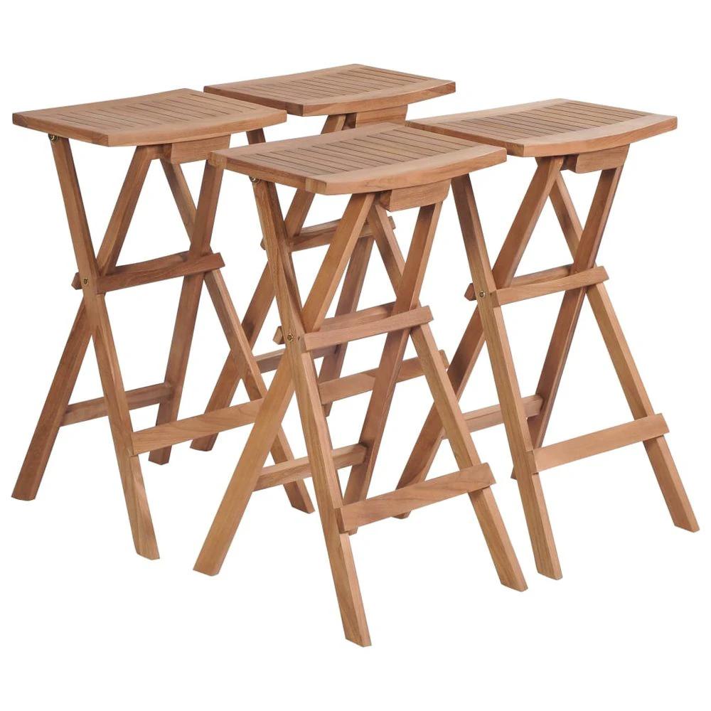 Folding Bar Stools 2 pcs vidaXL Solid Teak Wood by vidaXL