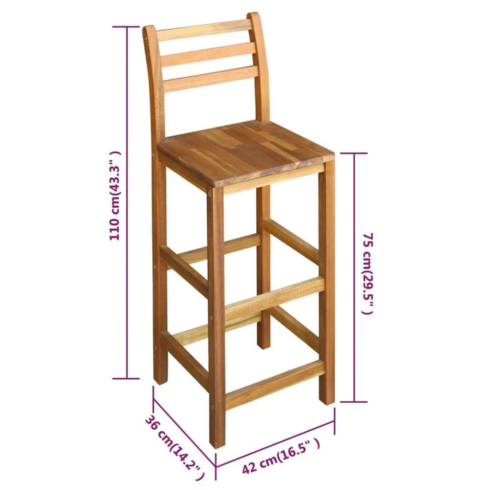 Bar Chairs 2 pcs vidaXL Solid Acacia Wood by vidaXL