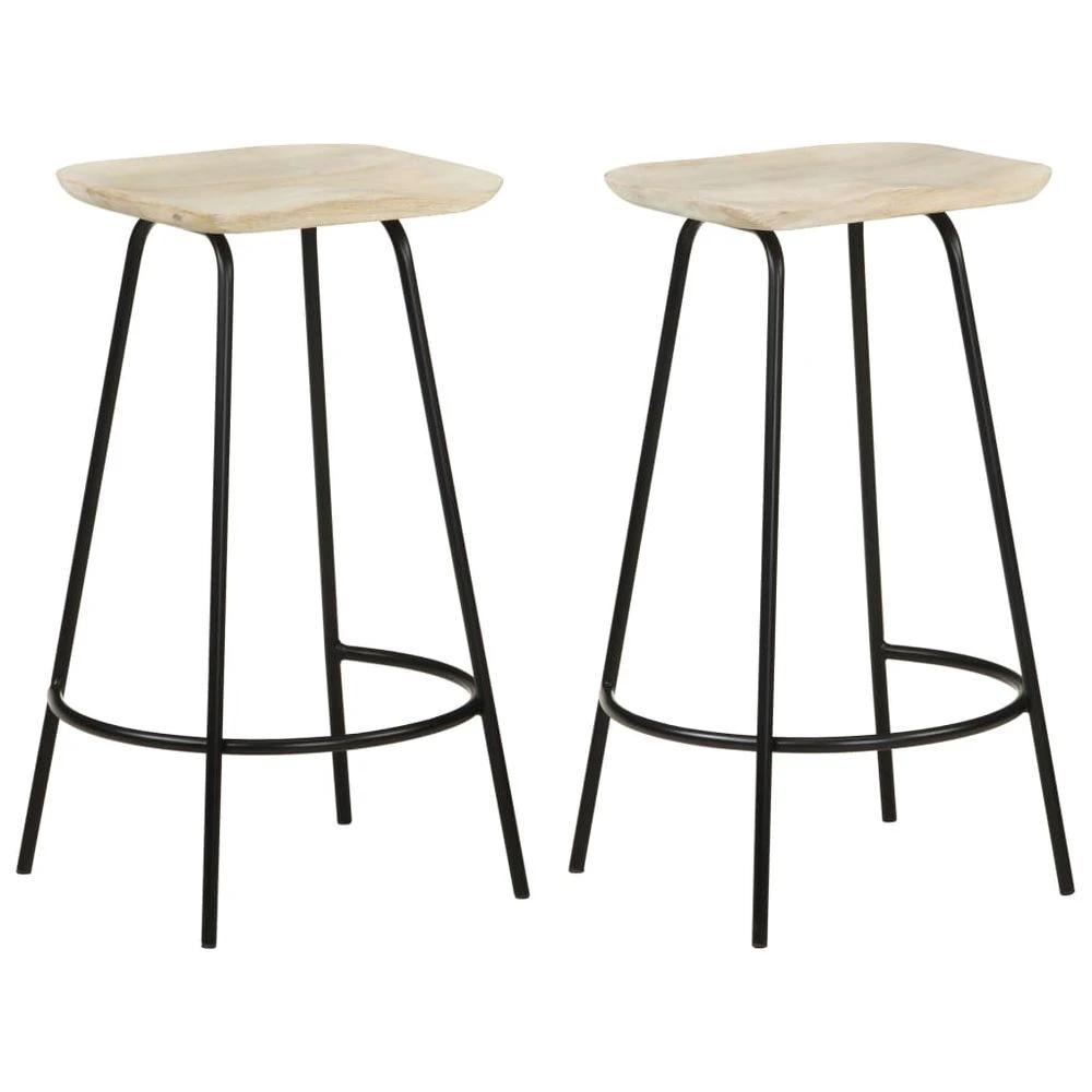 Bar Stools 2 pcs vidaXL Solid Mango Wood by vidaXL