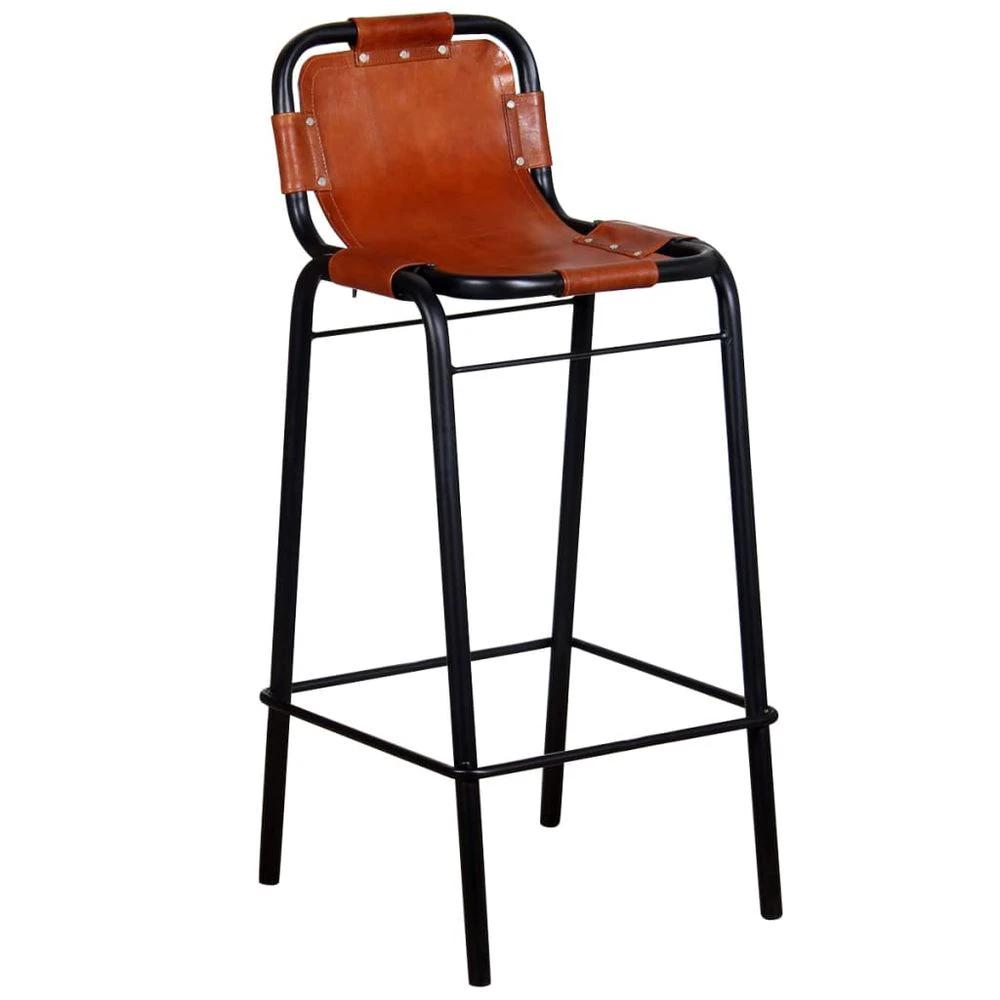 Bar Stools 2 pcs vidaXL Real Leather by vidaXL