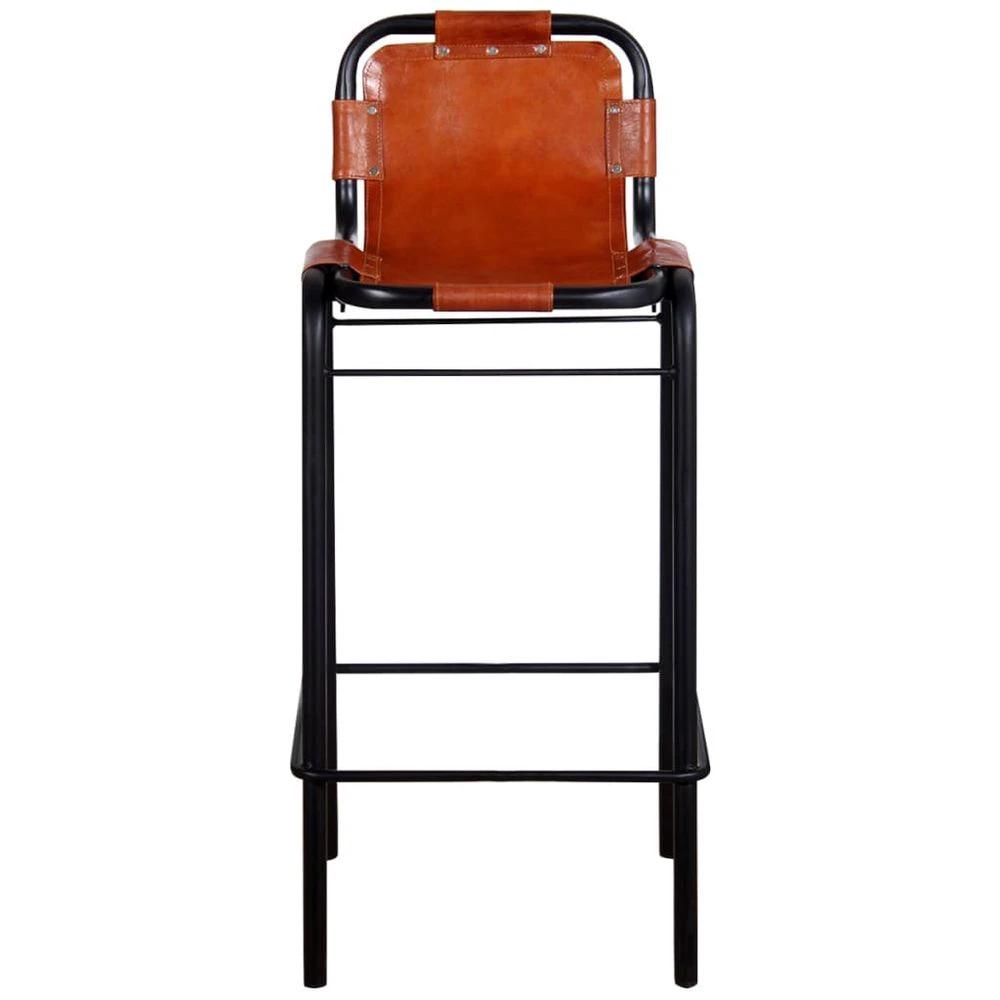 Bar Stools 2 pcs vidaXL Real Leather by vidaXL