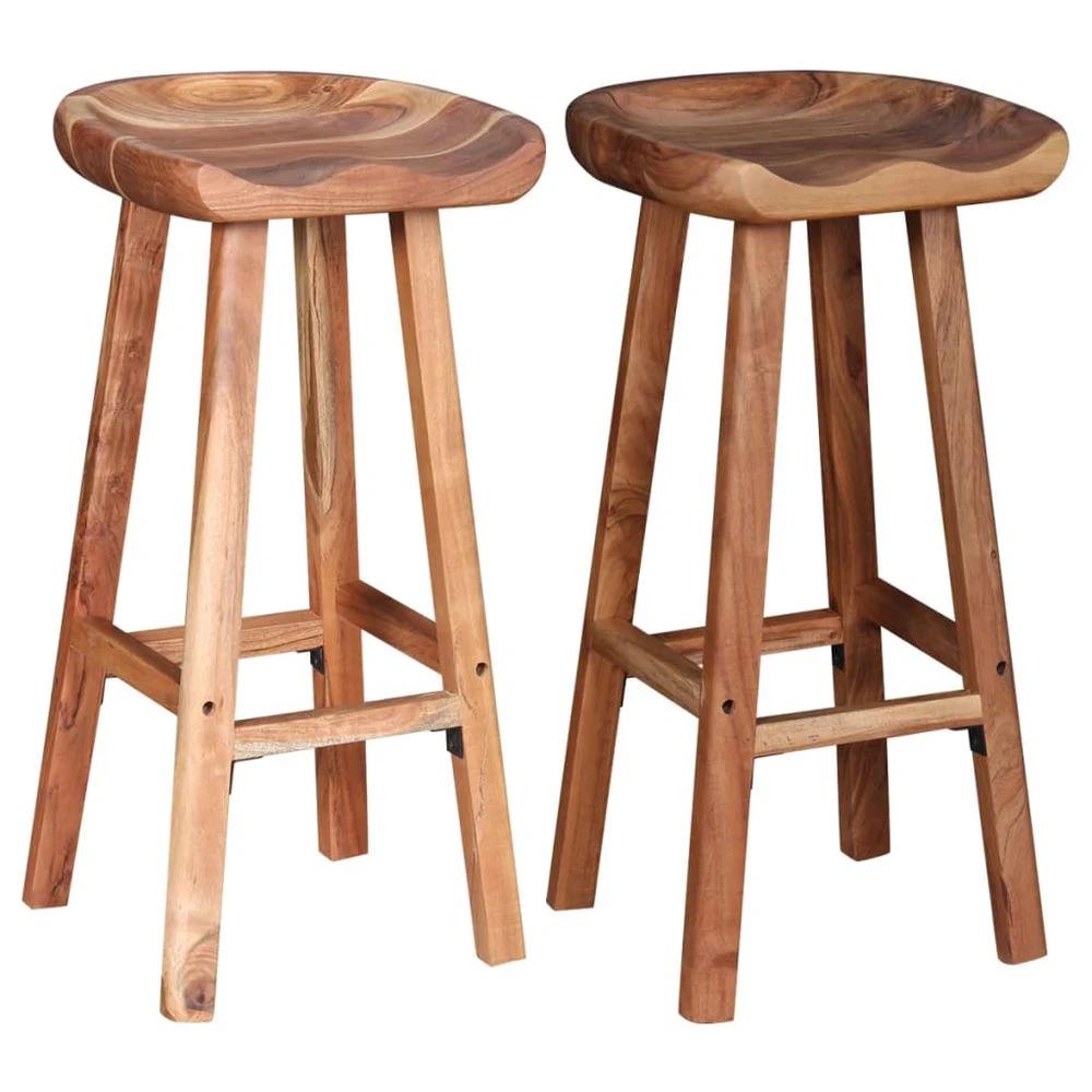 Bar Stools 2 pcs vidaXL Solid Acacia Wood by vidaXL