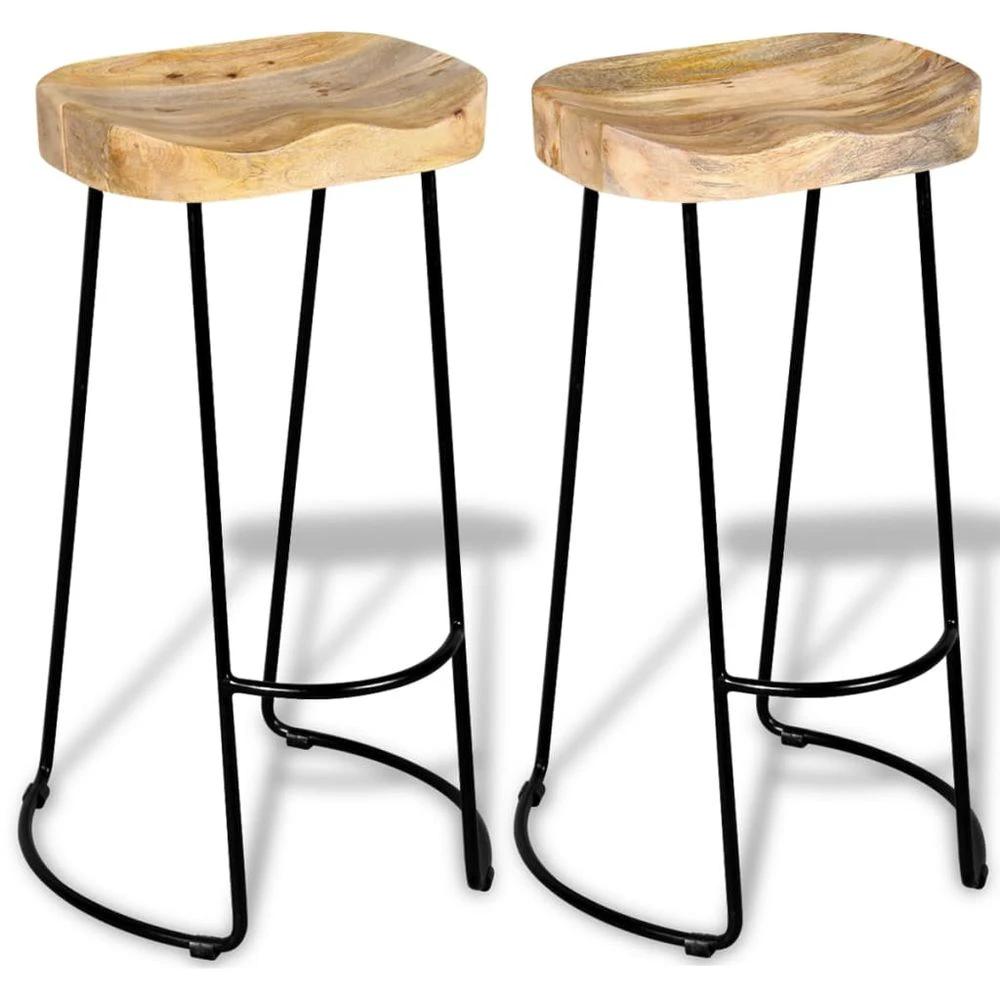 Bar Stools 2 pcs vidaXL Solid Mango Wood by vidaXL
