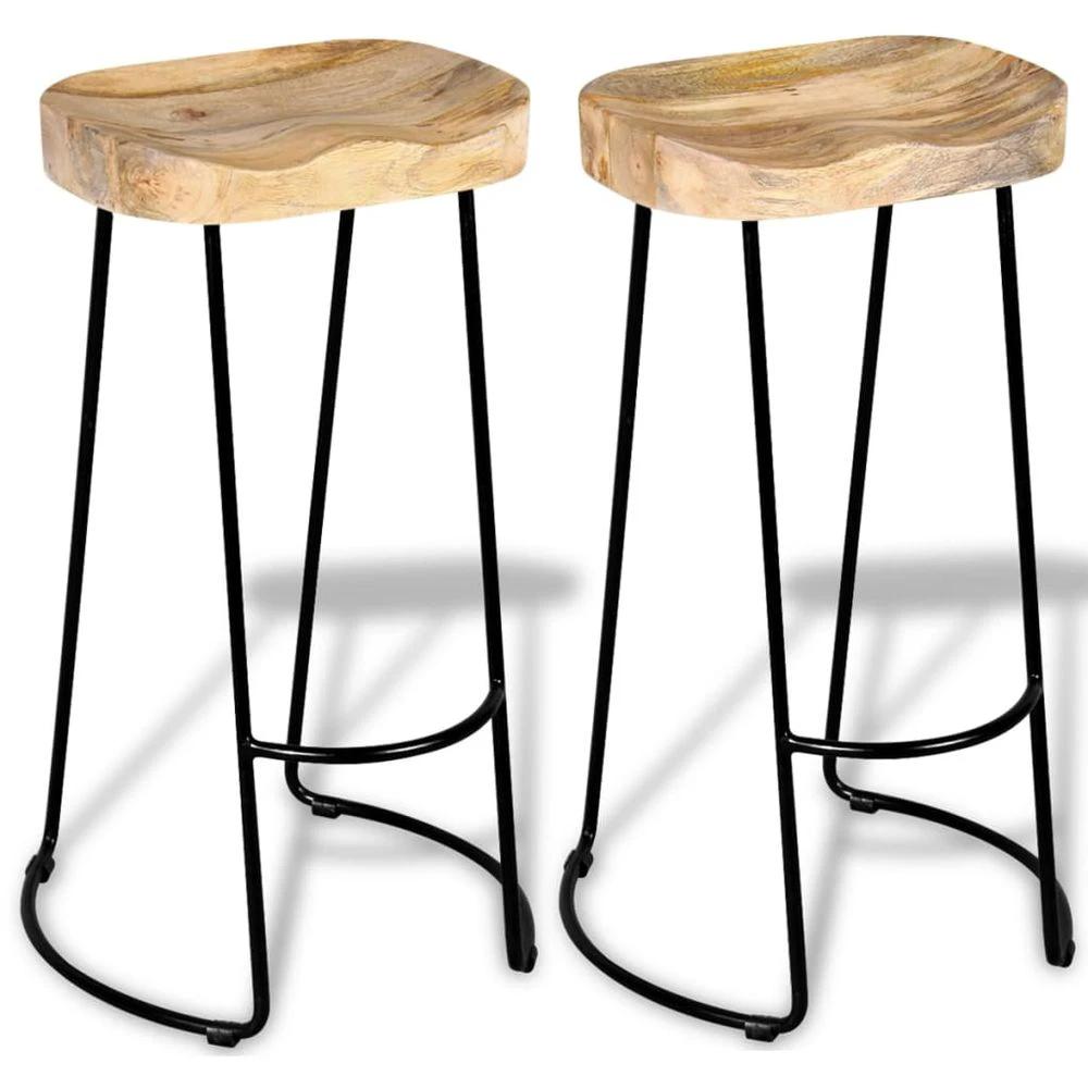 Bar Stools 2 pcs vidaXL Solid Mango Wood by vidaXL