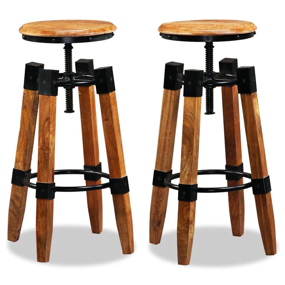 Bar Stools 2 pcs vidaXL Solid Mango Wood by vidaXL