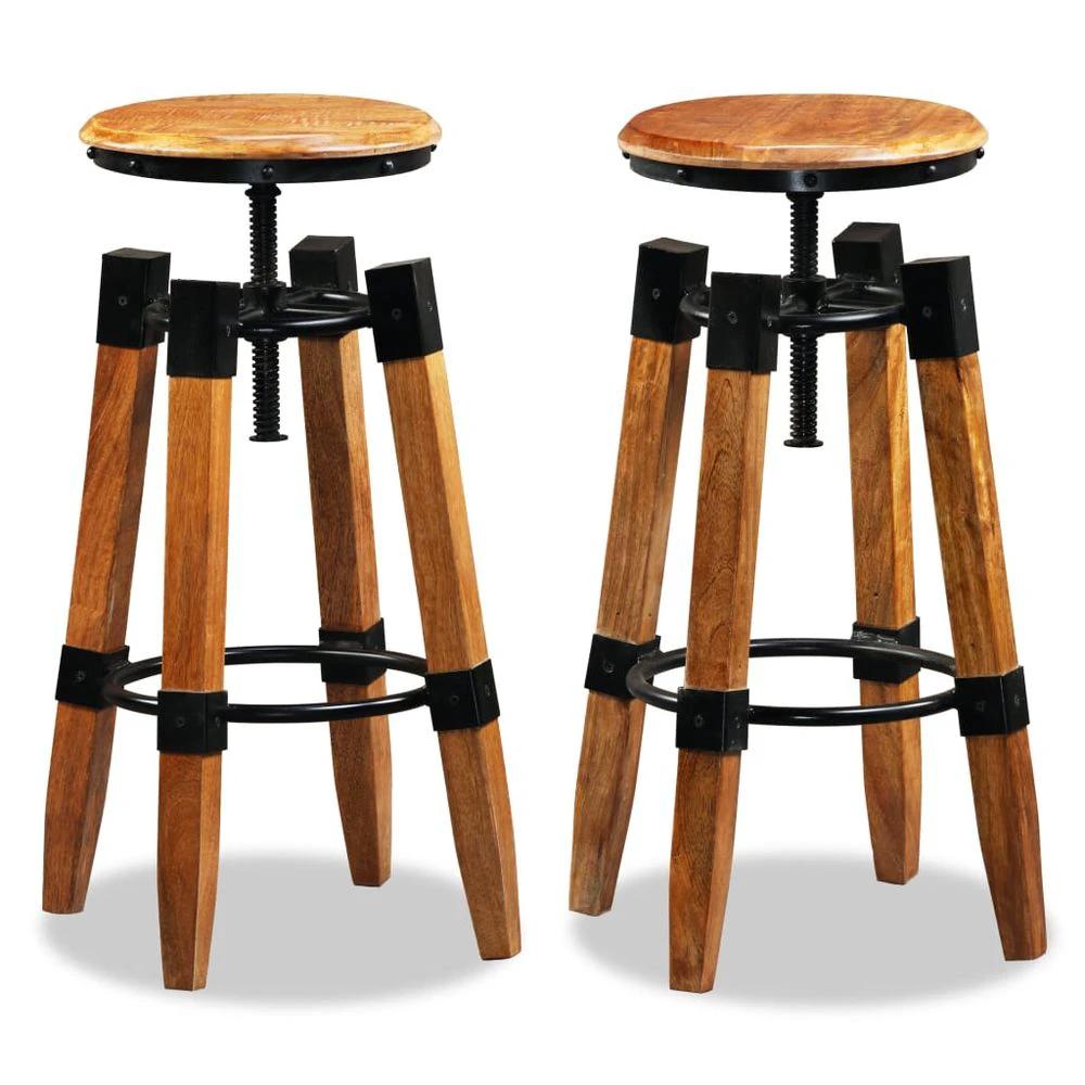 Bar Stools 2 pcs vidaXL Solid Mango Wood by vidaXL