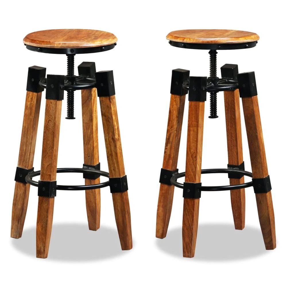 Bar Stools 2 pcs vidaXL Solid Mango Wood by vidaXL