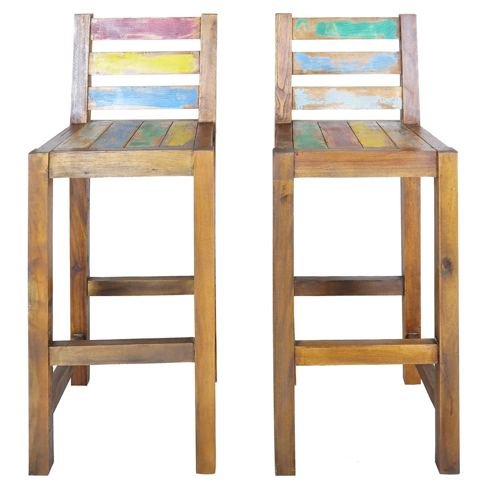 Bar Stools 2 pcs vidaXL Solid Reclaimed Wood by vidaXL