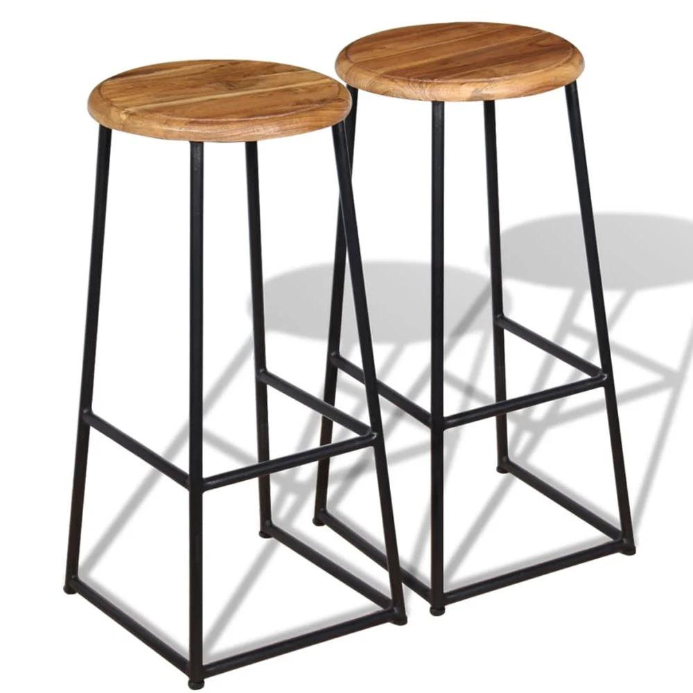 Bar Stools 2 pcs vidaXL Solid Teak Wood by vidaXL