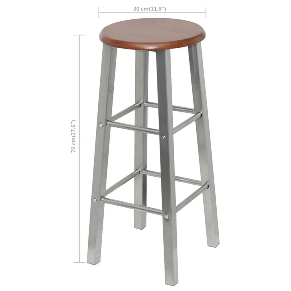 Bar Stools 4 pcs vidaXL Silver and Brown MDF by vidaXL