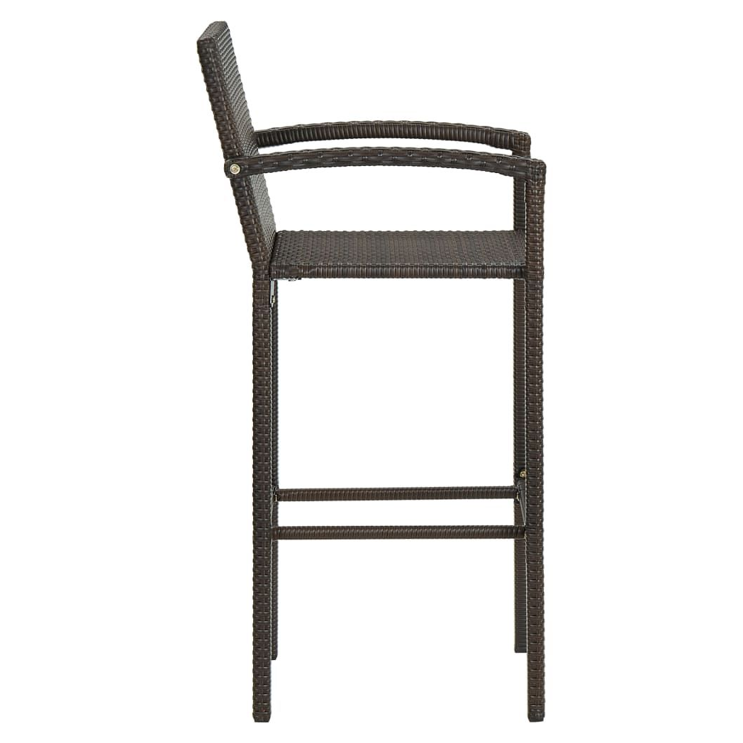 Bar Stools 2 pcs vidaXL Brown Poly Rattan by vidaXL