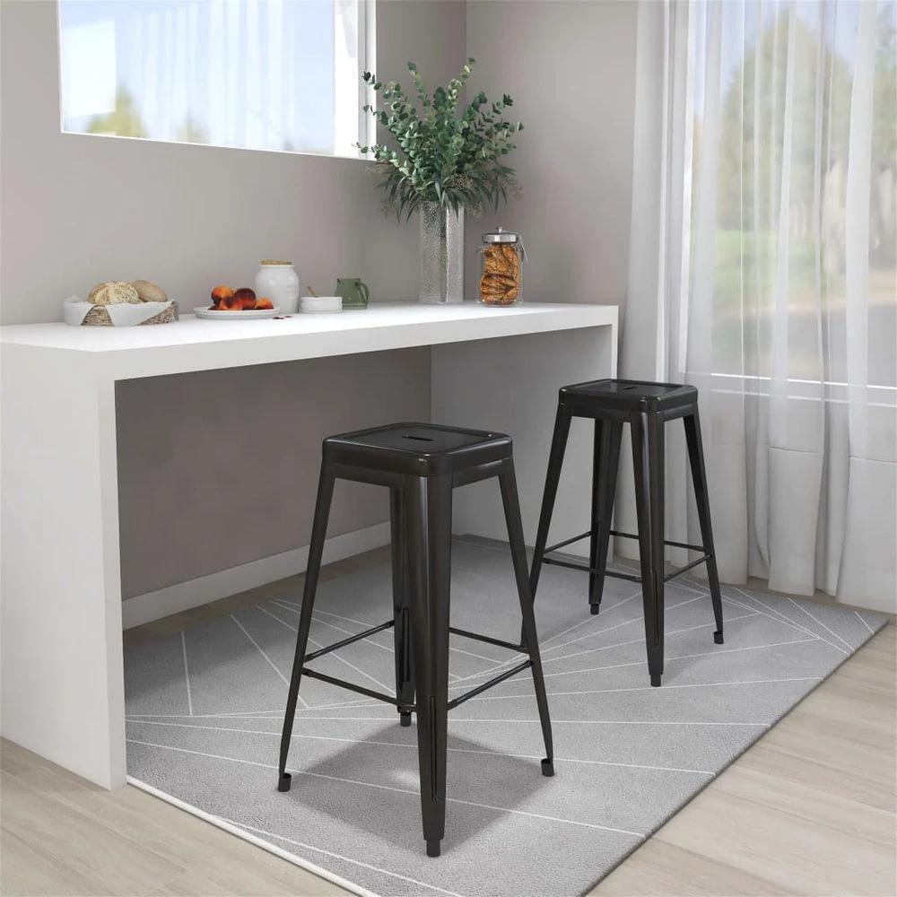 Bar Stools Stackable 2 pcs vidaXL Black Metal by vidaXL