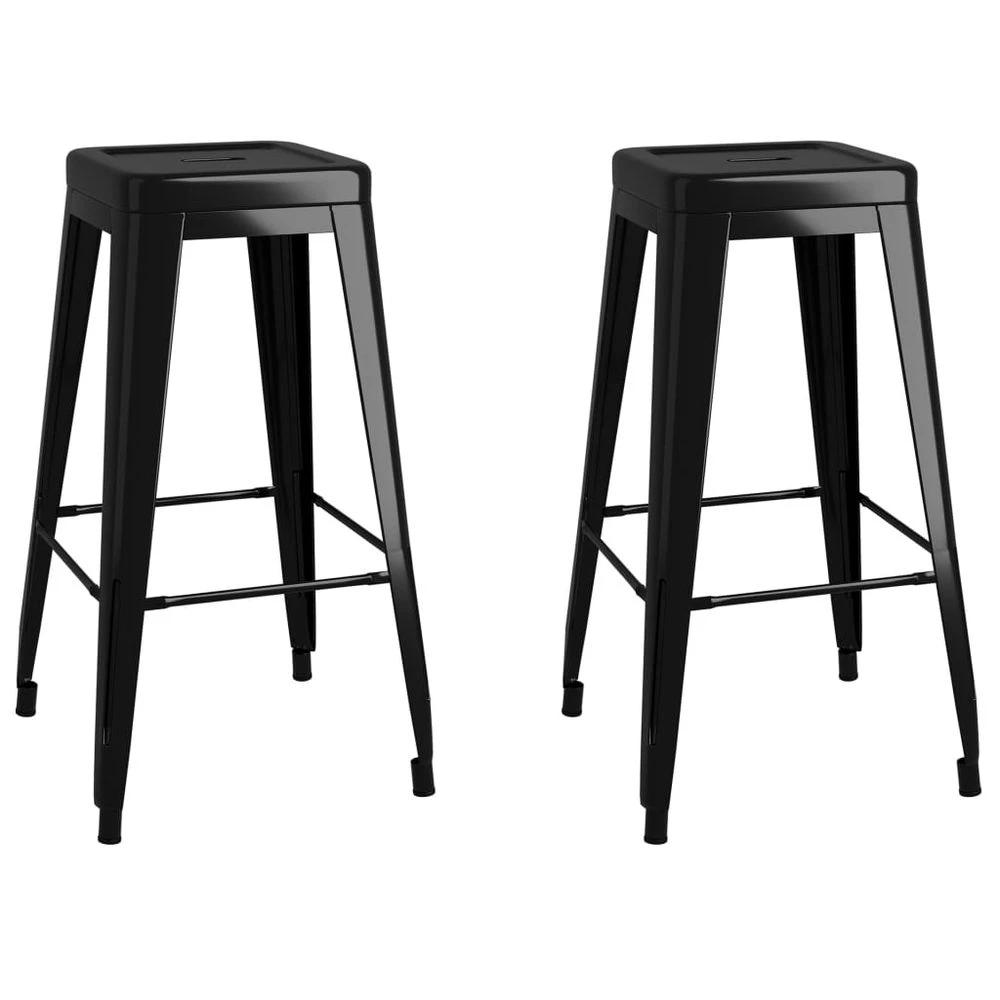 Bar Stools Stackable 2 pcs vidaXL Black Metal by vidaXL