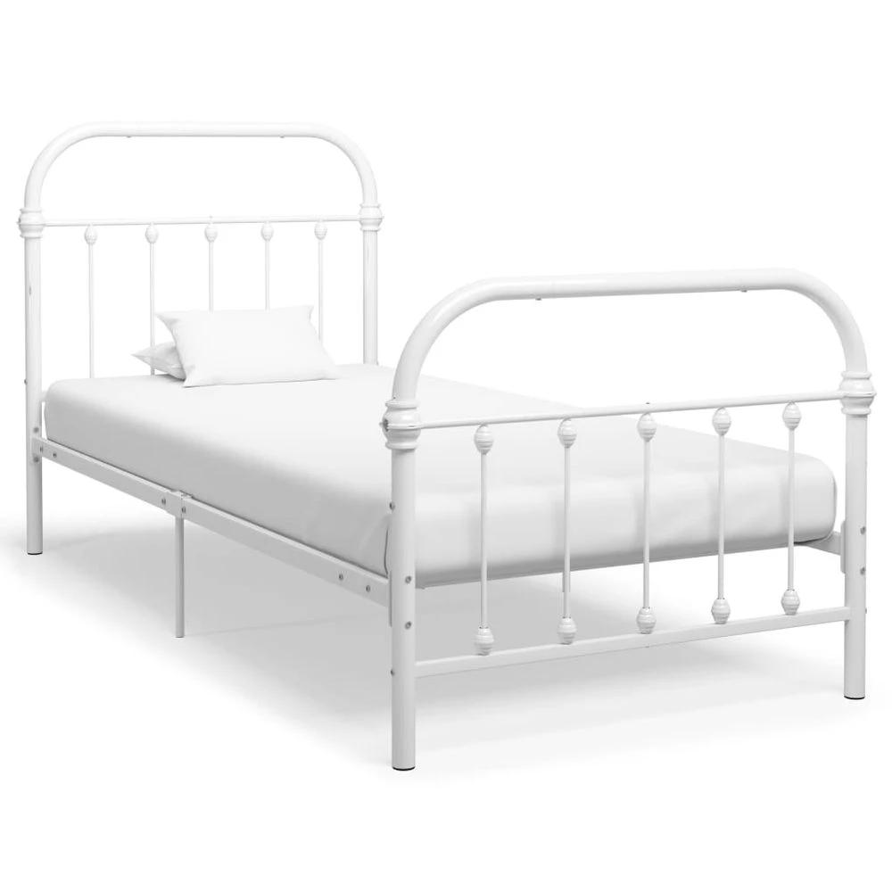 Bed Frame White Metal 90x200 cm vidaXL by vidaXL