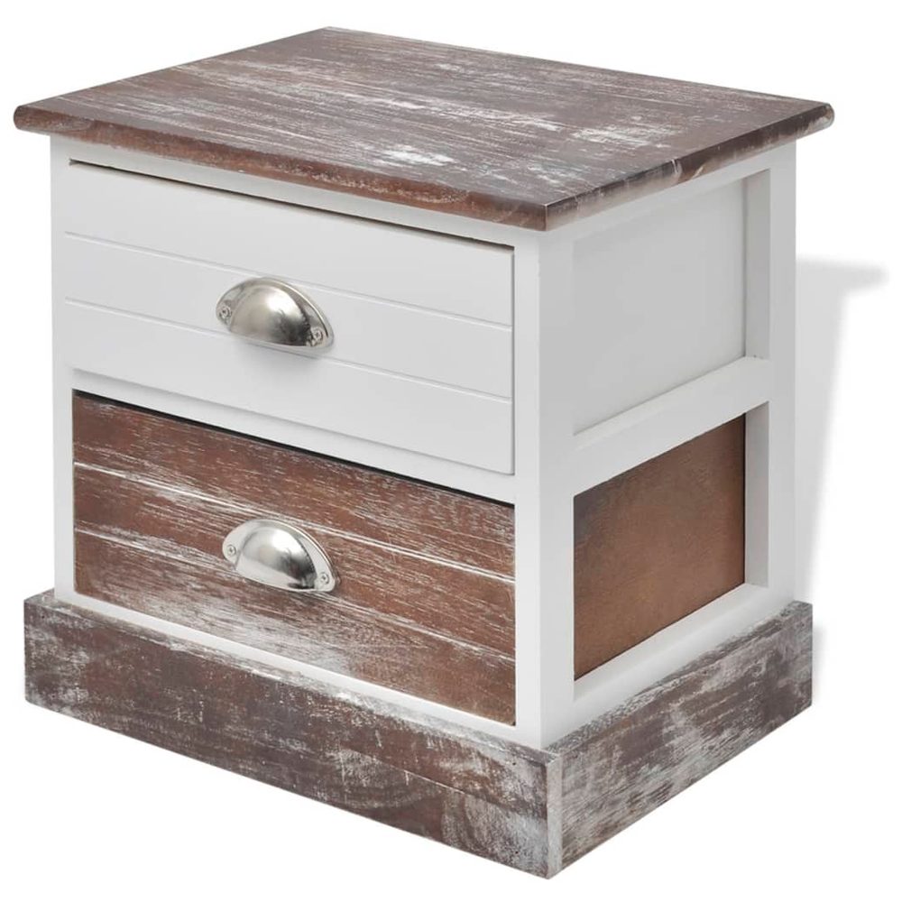 Bedside vidaXL Cabinet Brown and White by vidaXL