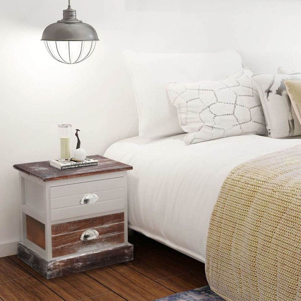 vidaXL Bedside vidaXL Cabinet Brown and White - Nightstands Bedside Table