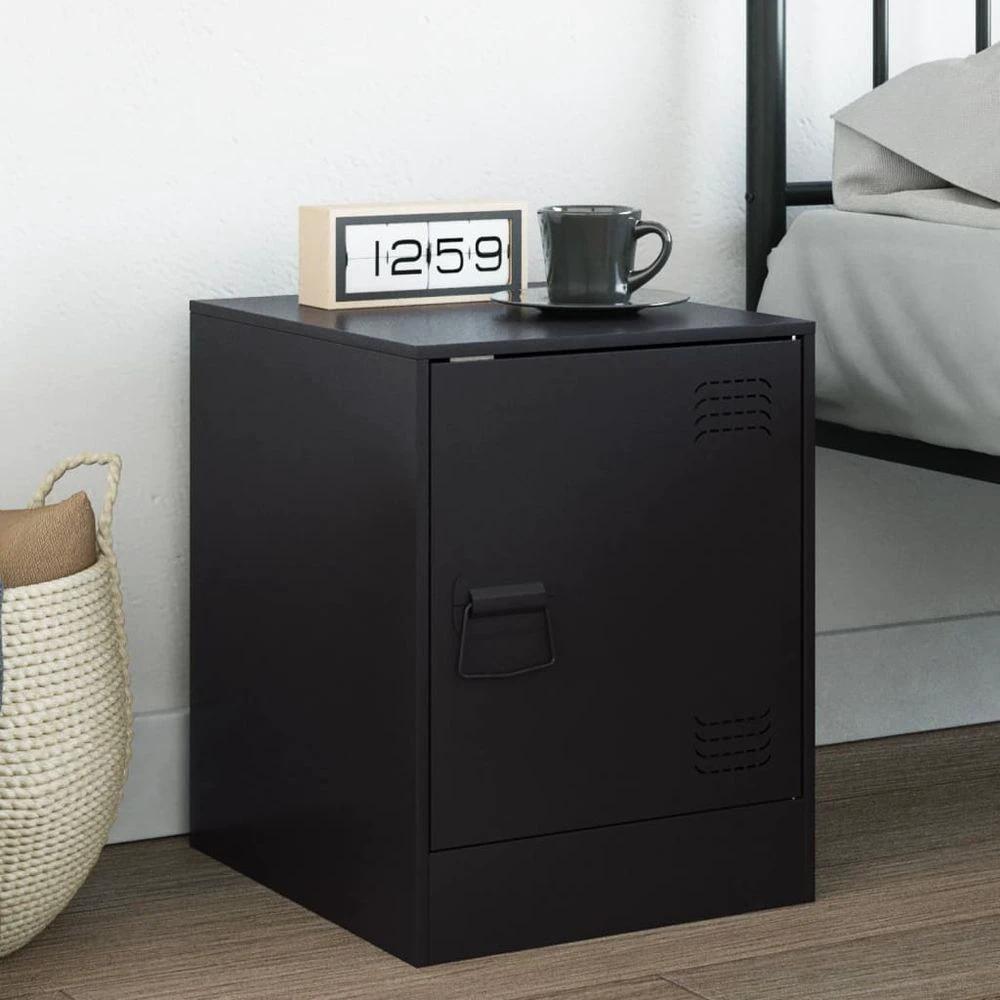 Bedside Cabinet Black 34.5x39x44 cm vidaXL Steel by vidaXL