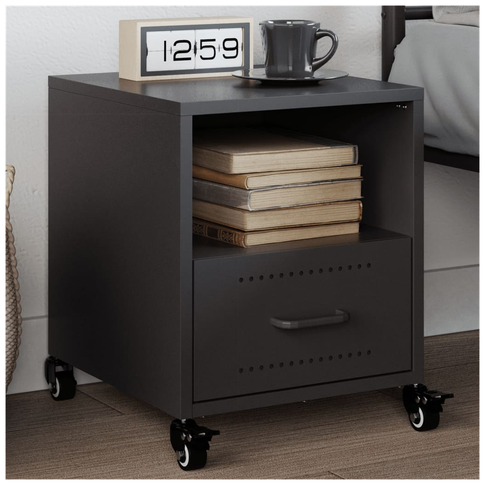 Bedside Cabinet Black 36x39x43.5 cm vidaXL Steel - Bedside Table from vidaXL