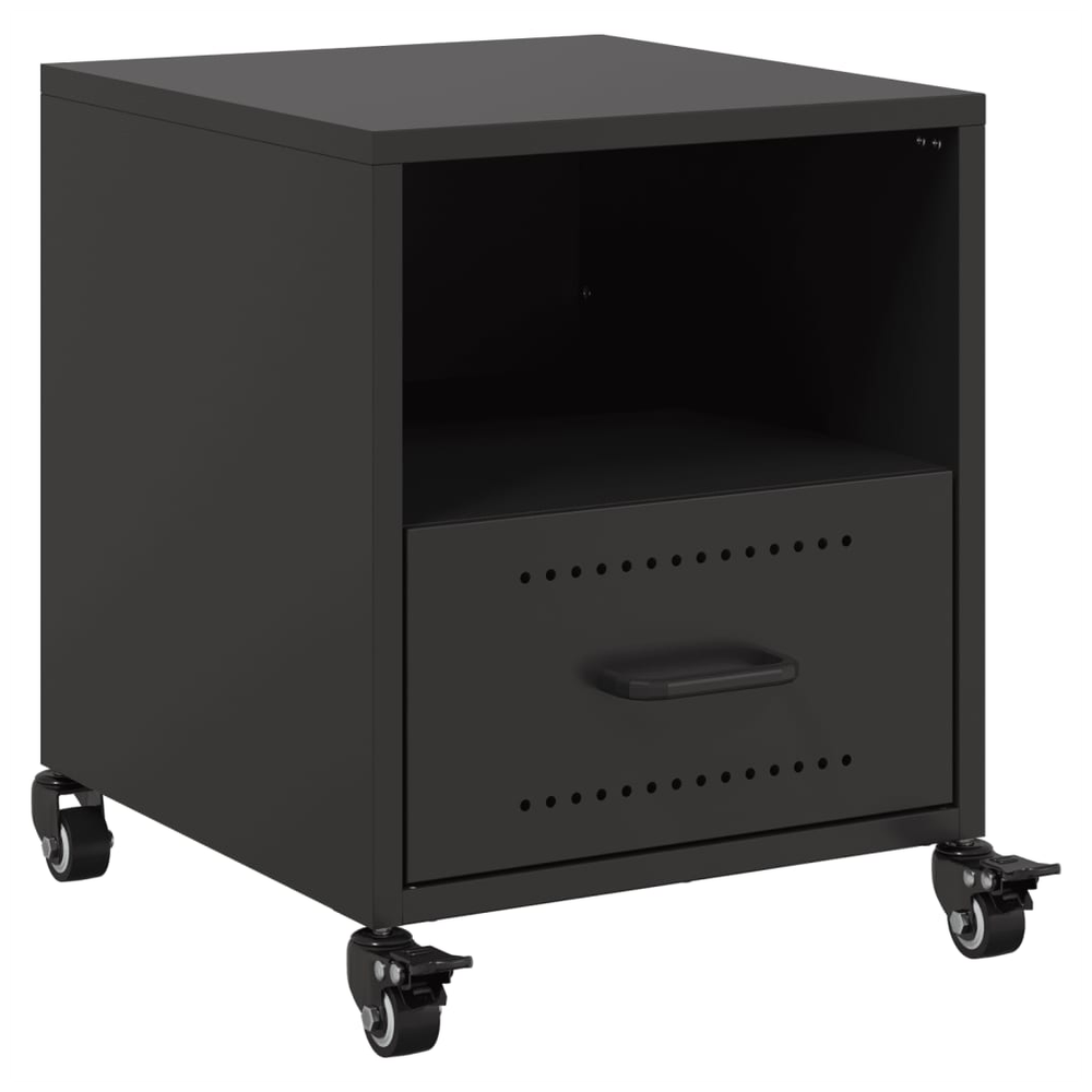 Bedside Cabinet Black 36x39x43.5 cm vidaXL Steel - Bedside Table from vidaXL