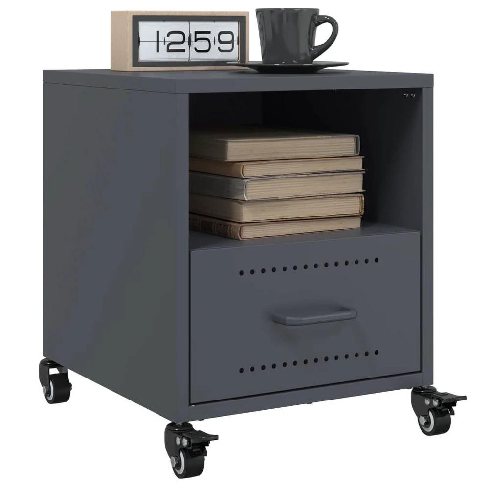Bedside Cabinet Black 36x39x43.5 cm vidaXL Steel - Bedside Table from vidaXL