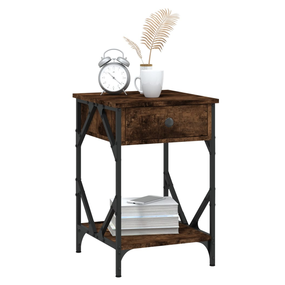 vidaXL Bedside Cabinet Smoked Oak 40x42x60 cm vidaXL Engineered Wood - Nightstands Bedside Table