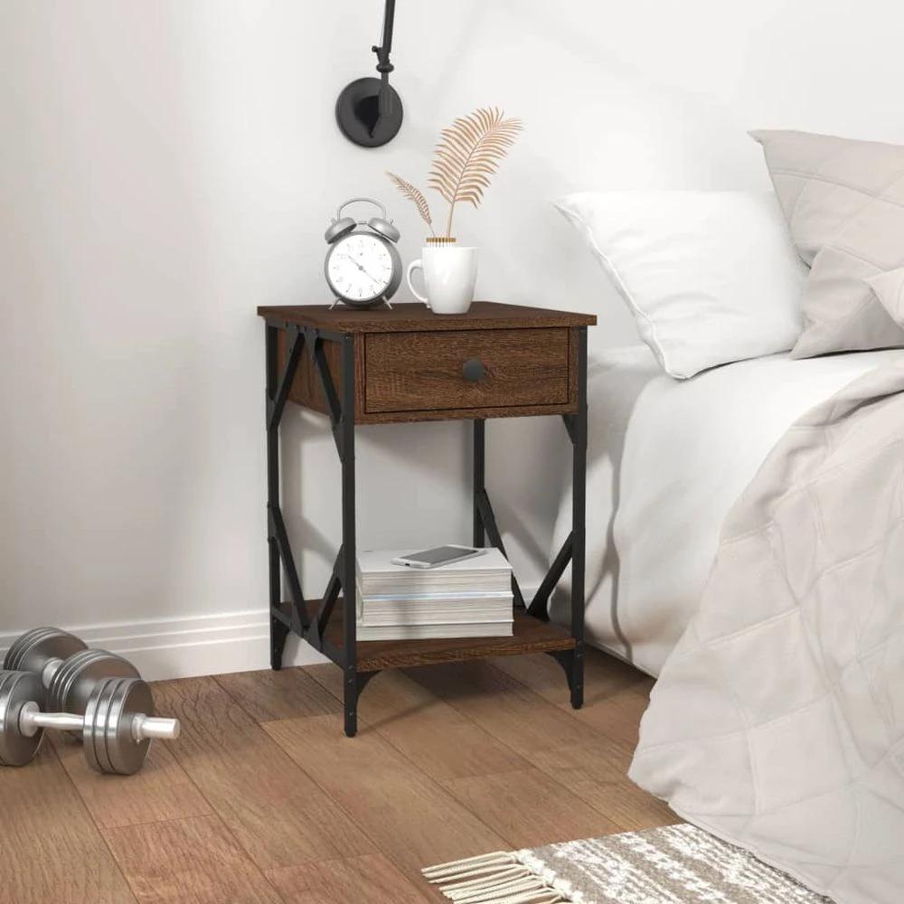 vidaXL Bedside Cabinet Smoked Oak 40x42x60 cm vidaXL Engineered Wood - Nightstands Bedside Table