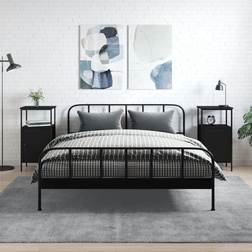 vidaXL Bedside Cabinets 2 pcs Black 41x31x80 cm vidaXL Engineered Wood - Nightstands Bedside Table