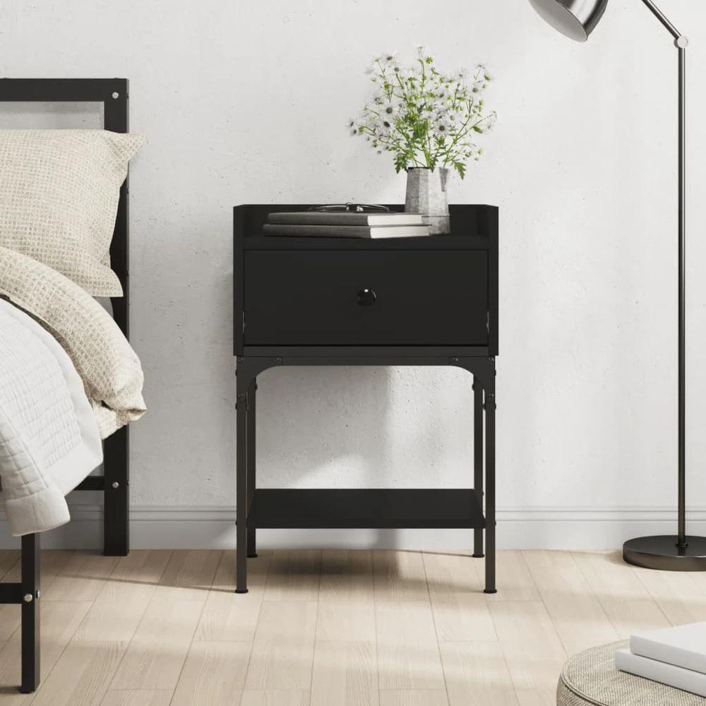 Bedside Table Black 40.5x31x60 cm vidaXL Engineered Wood by vidaXL