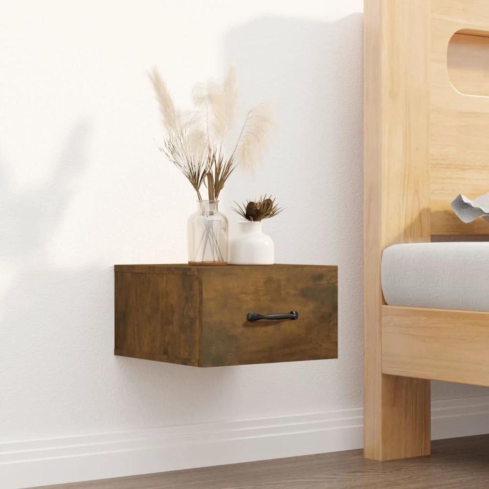 Wall-mounted Bedside Cabinet Smoked Oak 35x35x20 cm by vidaXL
