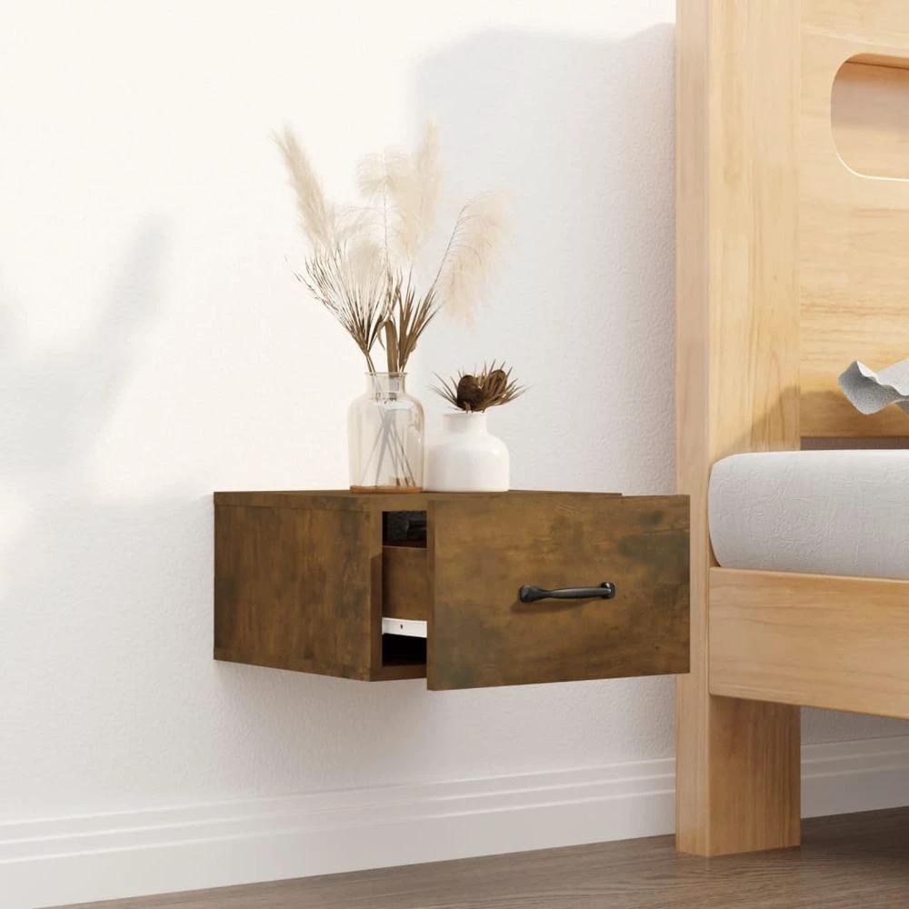 Wall-mounted Bedside Cabinet Smoked Oak 35x35x20 cm by vidaXL
