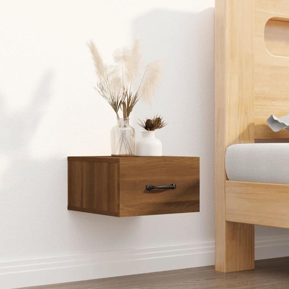 Wall-mounted Bedside Cabinet Smoked Oak 35x35x20 cm by vidaXL