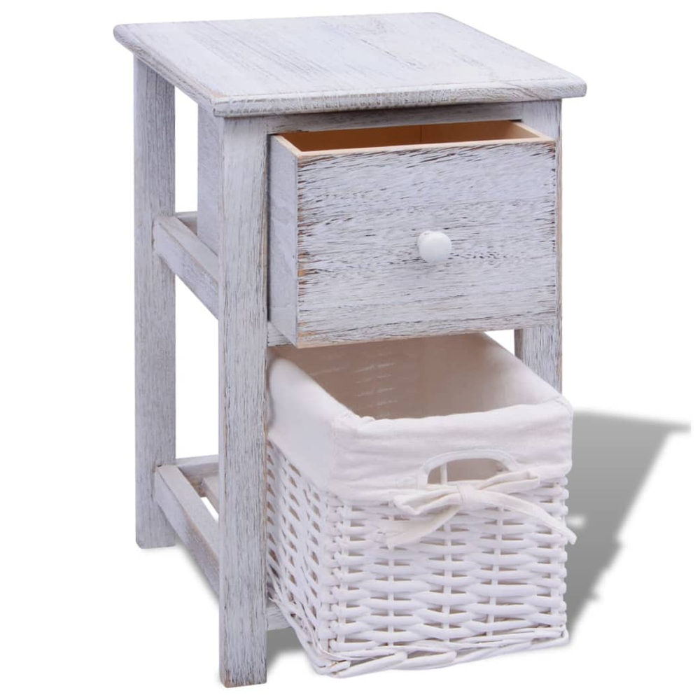 vidaXL Bedside Cabinet Wood White vidaXL - Nightstands Bedside Table