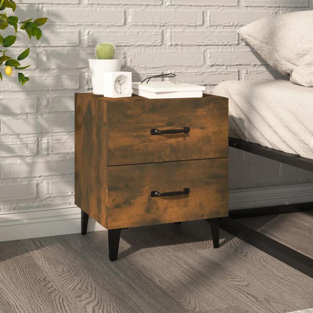 vidaXL Bedside Cabinet Smoked Oak 40x35x47.5 cm vidaXL - Nightstands Bedside Table