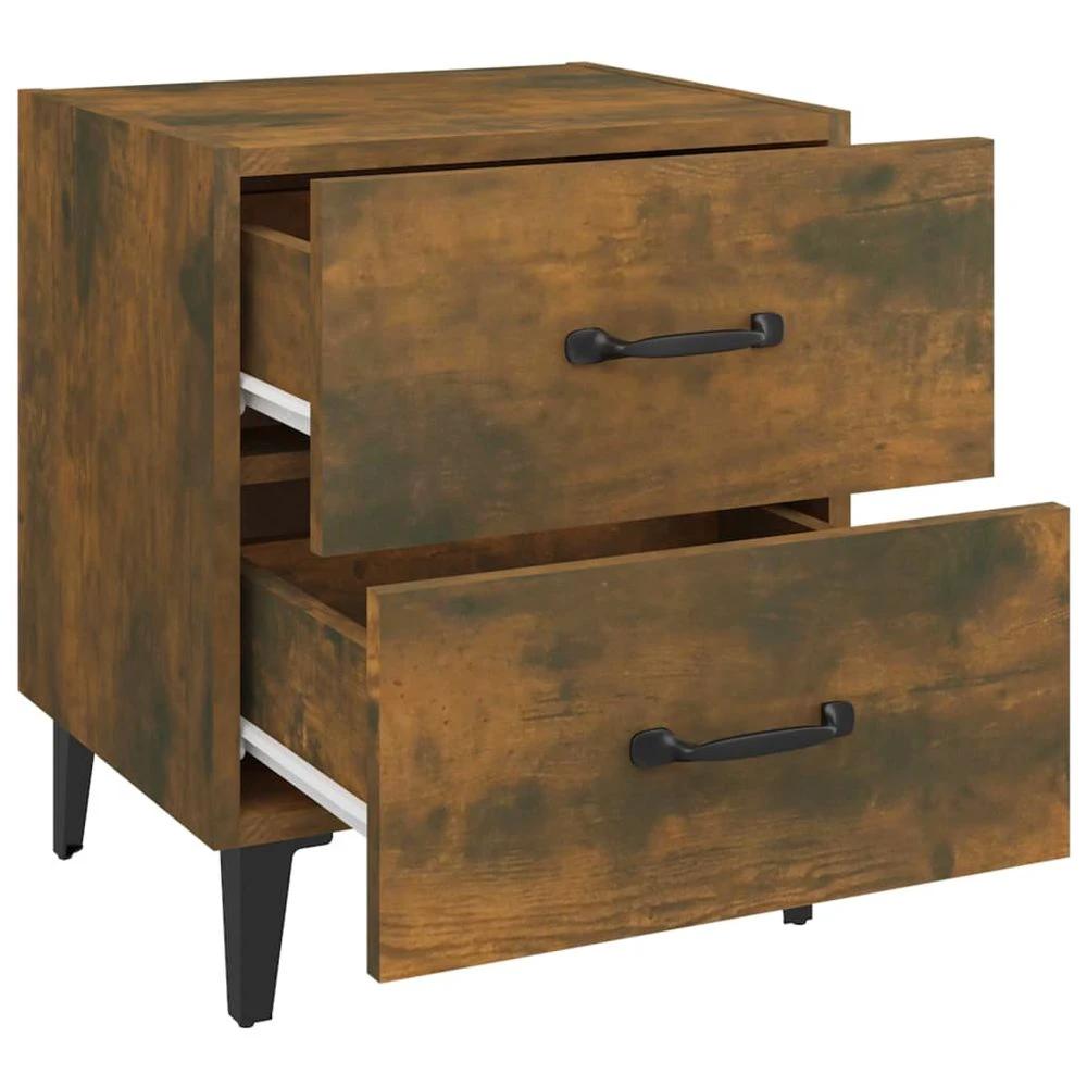 vidaXL Bedside Cabinet Smoked Oak 40x35x47.5 cm vidaXL - Nightstands Bedside Table