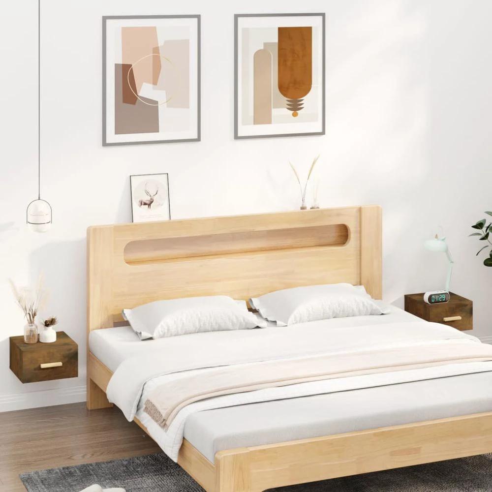 vidaXL Wall-mounted Bedside Cabinets 2 pcs Smoked Oak 35x35x20 cm - Nightstands Bedside Table