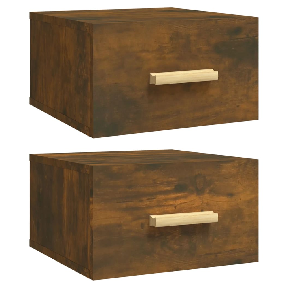 vidaXL Wall-mounted Bedside Cabinets 2 pcs Smoked Oak 35x35x20 cm - Nightstands Bedside Table