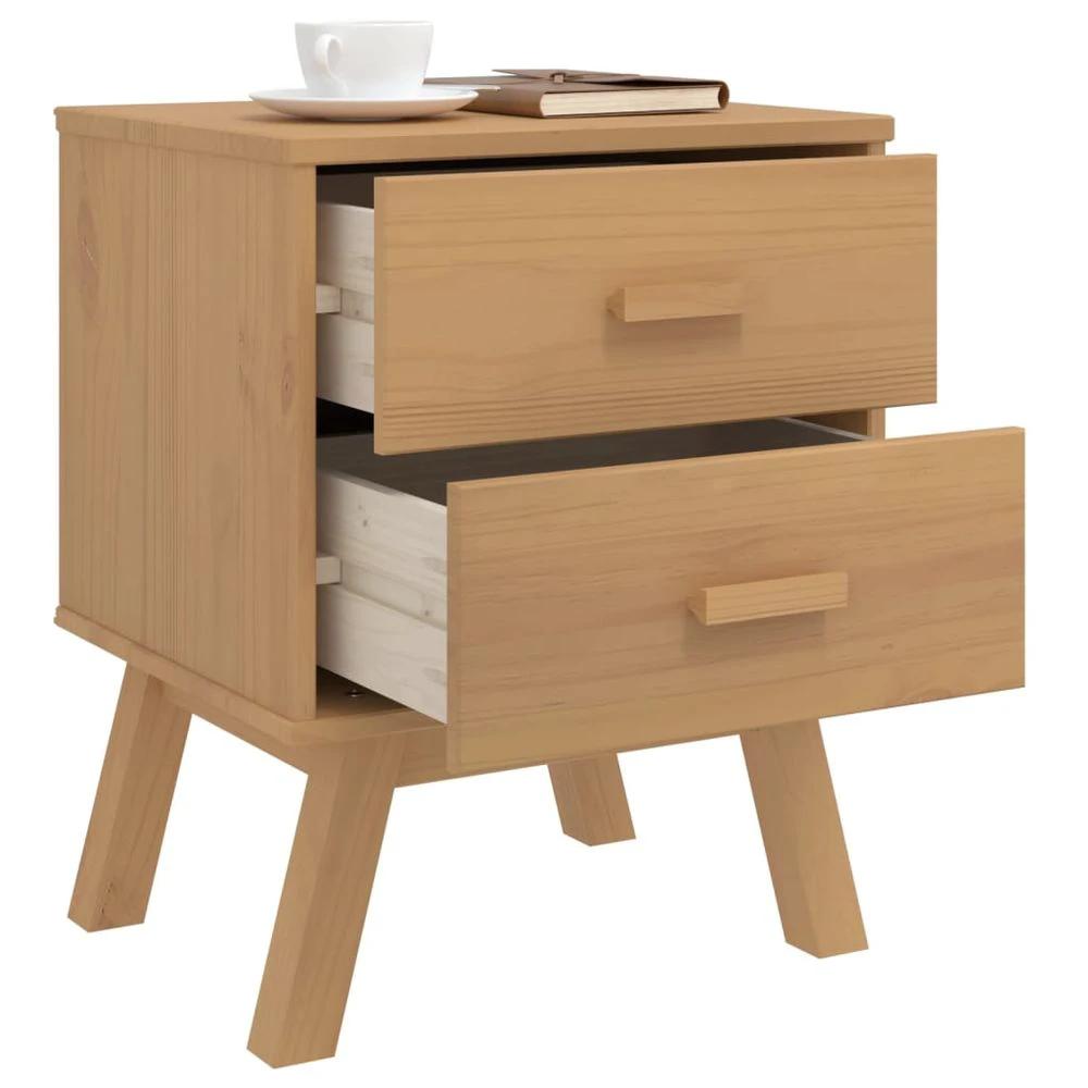 vidaXL Bedside Cabinet OLDEN vidaXL Brown Solid Wood Pine - Nightstands Bedside Table