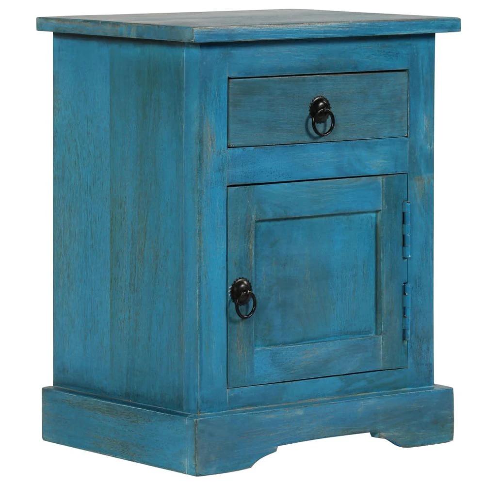 Bedside Table Solid Mango Wood vidaXL 40x30x50 cm Blue by vidaXL
