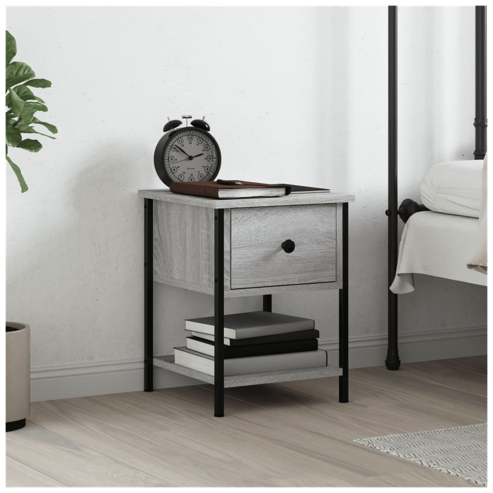 vidaXL vidaXL Bedside Table Grey Sonoma 34x35.5x45 cm Engineered Wood - Nightstands Bedside Table