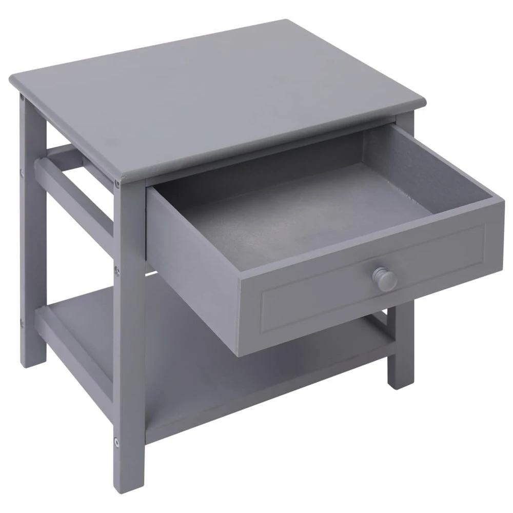 vidaXL Nightstand Grey 40x29x42 cm vidaXL Paulownia Wood - Nightstands Bedside Table