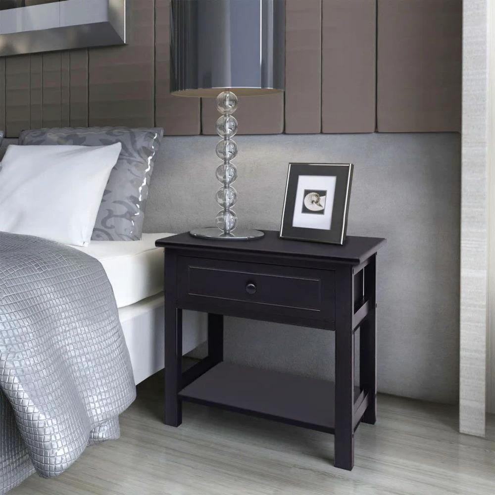Nightstand Grey 40x29x42 cm vidaXL Paulownia Wood by vidaXL