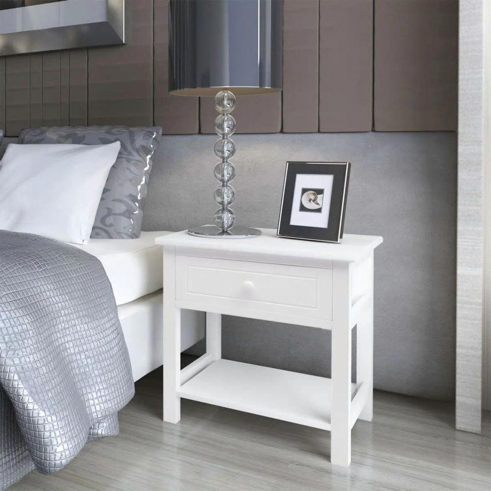 Nightstand Grey 40x29x42 cm vidaXL Paulownia Wood by vidaXL