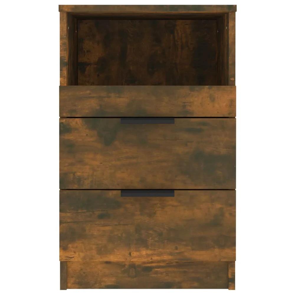 vidaXL Bedside Cabinet Smoked Oak Engineered Wood vidaXL - Nightstands Bedside Table