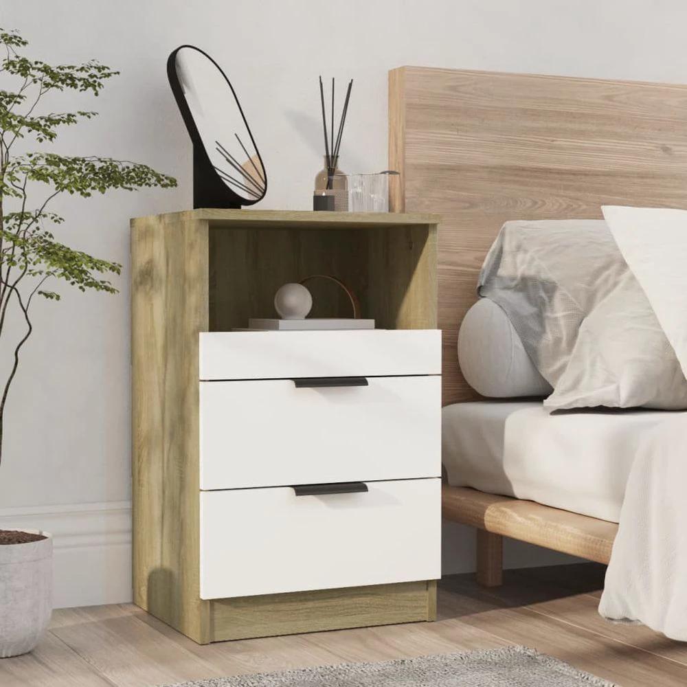 vidaXL Bedside Cabinet Smoked Oak Engineered Wood vidaXL - Nightstands Bedside Table