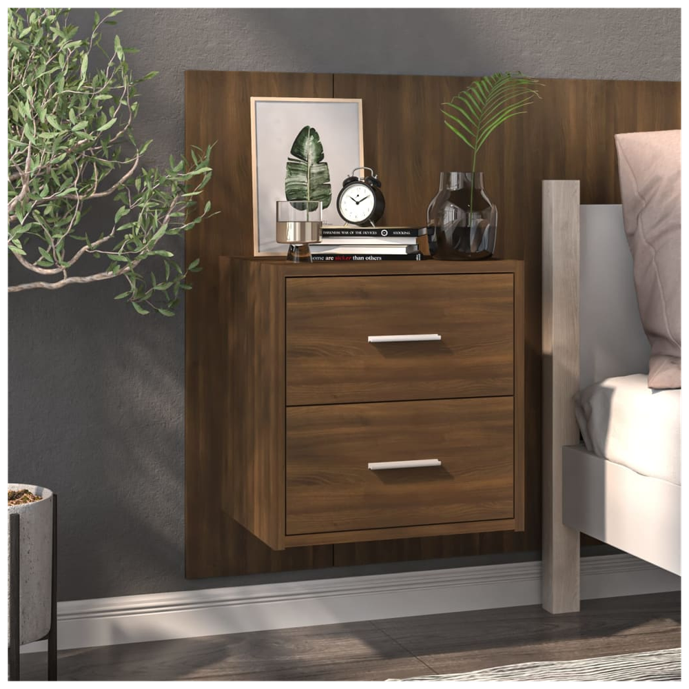 Wall-mounted Bedside Cabinet Brown Oak by vidaXL