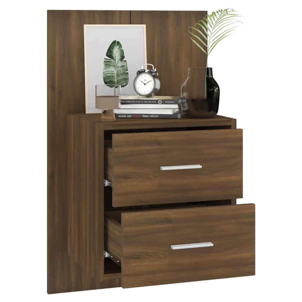 Wall-mounted Bedside Cabinet Brown Oak by vidaXL
