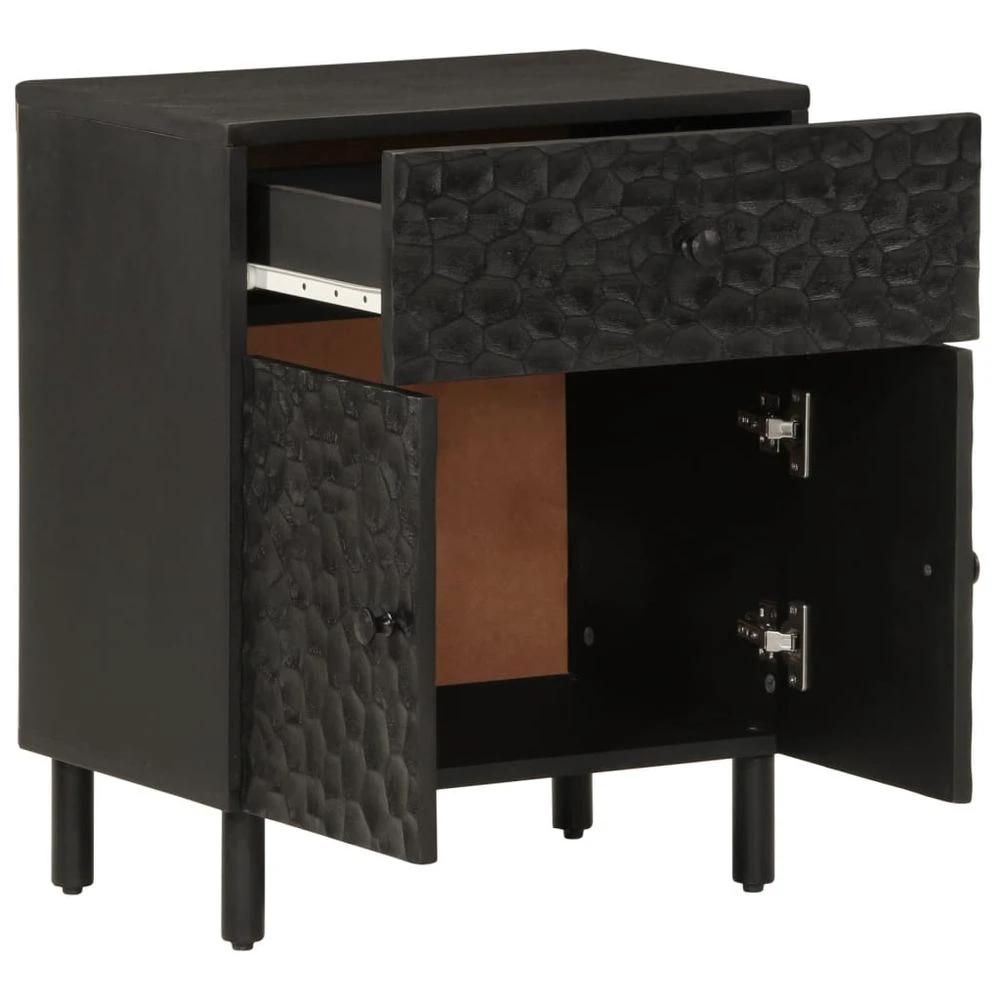 Bedside Cabinet Black 50x33x60 cm vidaXL Solid Wood Mango by vidaXL