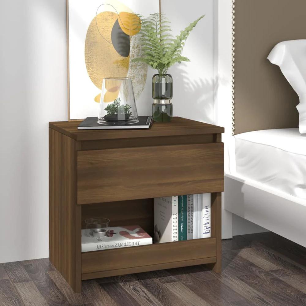Bedside Cabinet Smoked Oak 40x30x39 cm vidaXL Engineered Wood by vidaXL