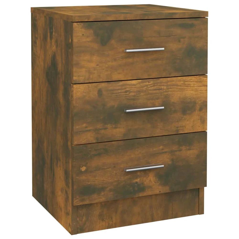 vidaXL Bedside Cabinet Smoked Oak vidaXL 38x35x56 cm Engineered Wood - Nightstands Bedside Table