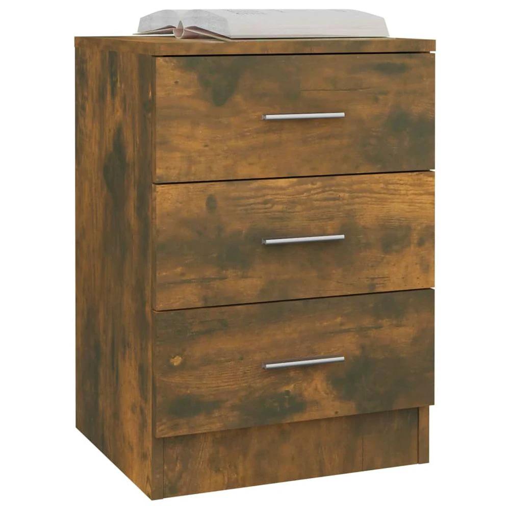 vidaXL Bedside Cabinet Smoked Oak vidaXL 38x35x56 cm Engineered Wood - Nightstands Bedside Table
